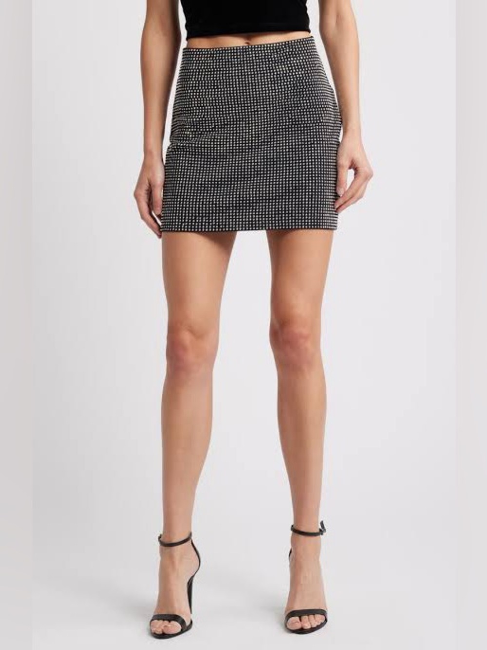 NWT Good American Stretch Black Mini Skirt with Crystals M - Picture 4 of 4